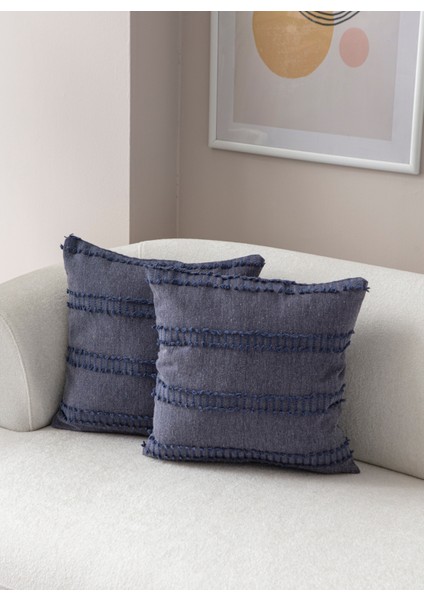 Home Ikili Dekoratif Puantiye Keten Kumaşlı Kırlent Kılıfı 43X43 Lacivert fiyatları