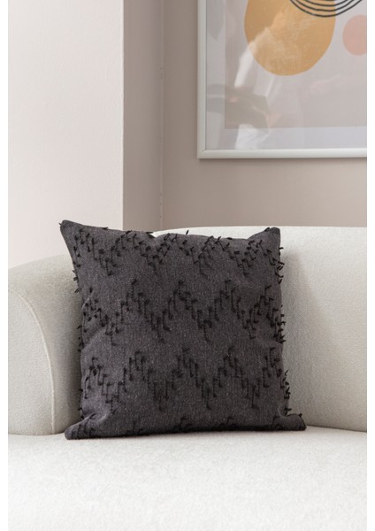 Home Tekli Dekoratif Puantiye Keten Kumaşlı Kırlent Kılıfı 43X43 Siyah