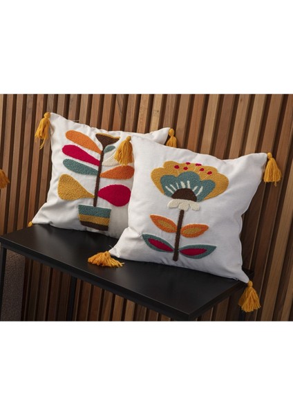 Home Home Design Ikili Kombin Punch Işlemeli Kırlent Kılıfı (Panç)