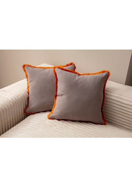 Home Gri Rengi Saçaklı Tek Renk 43X43 Kırlent Kılıfı fiyatları