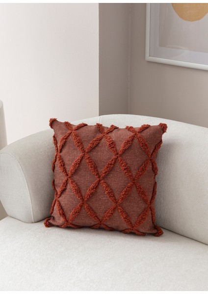 Home Tekli Dekoratif Puantiye Keten Kumaşlı Kırlent Kılıfı 43X43 Kiremit fiyatları