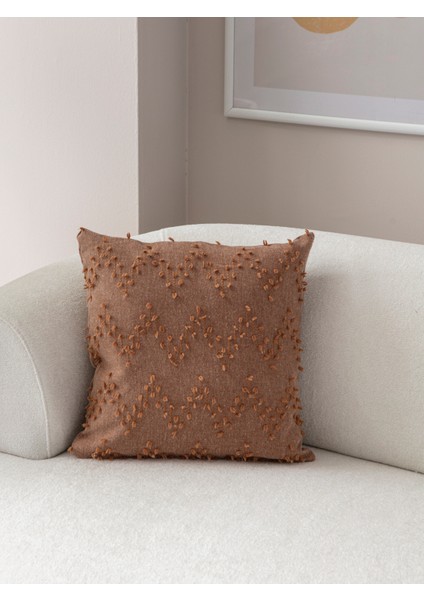 Home Tekli Dekoratif Puantiye Keten Kumaşlı Kırlent Kılıfı 43X43 Kahverengi fiyatları