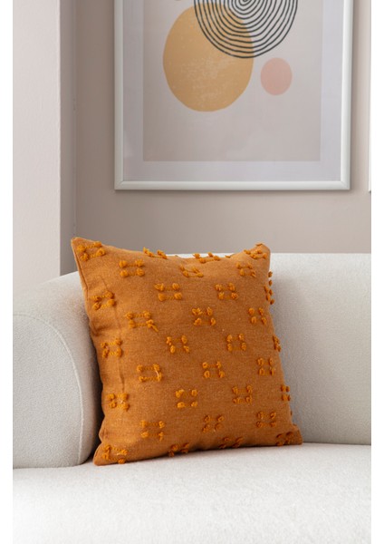 Home Tekli Dekoratif Puantiye Keten Kumaşlı Kırlent Kılıfı 43X43 Hardal fiyatları