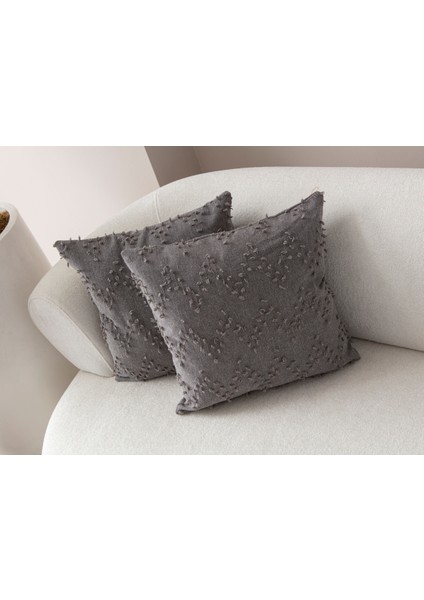 Home Ikili Dekoratif Puantiye Keten Kumaşlı Kırlent Kılıfı 43X43 Gri fiyatları