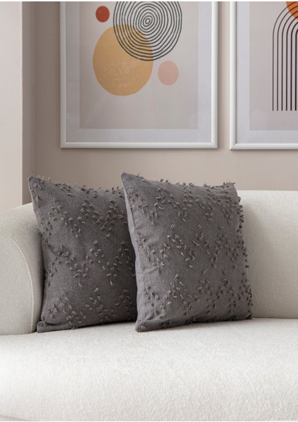 Home Ikili Dekoratif Puantiye Keten Kumaşlı Kırlent Kılıfı 43X43 Gri modelleri