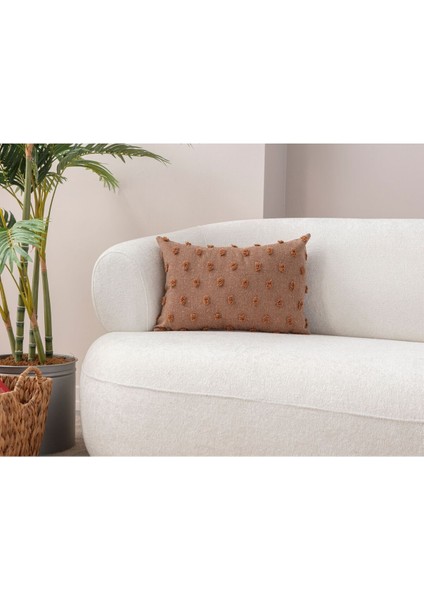 Home Dekoratif Puantiye Keten Kumaşlı Kırlent Kılıfı 35X50