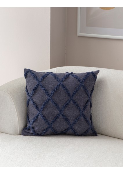 Home Tekli Dekoratif Puantiye Keten Kumaşlı Kırlent Kılıfı 43X43 Lacivert fiyatları