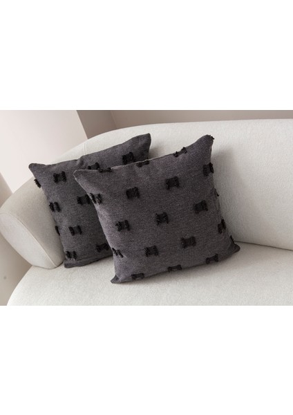 Home Ikili Dekoratif Puantiye Keten Kumaşlı Kırlent Kılıfı 43X43 Siyah fiyatları