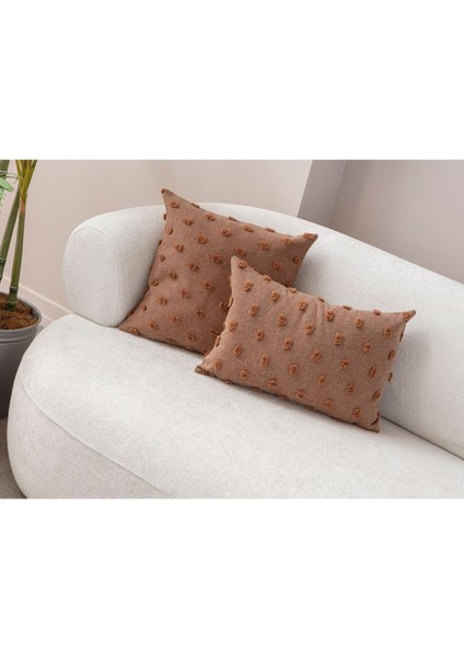 Home Ikili Dekoratif Puantiye Keten Kumaşlı Kırlent Kılıfı 43X43, 35X50 modelleri