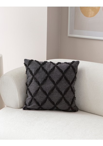 Home Tekli Dekoratif Puantiye Keten Kumaşlı Kırlent Kılıfı 43X43 Siyah fiyatları