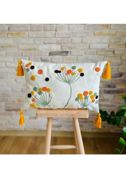 Home Tekli Punch Işlemeli Çiçek Desen Kırlent Kılıfı