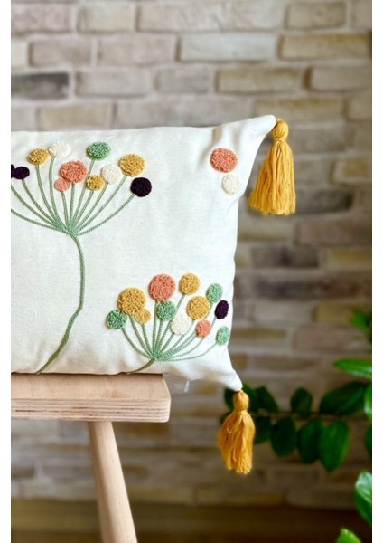 Home Tekli Punch Işlemeli Çiçek Desen Kırlent Kılıfı modelleri