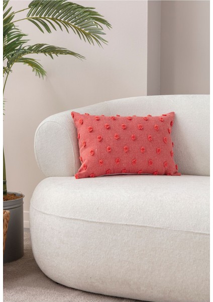 Home Dekoratif Puantiye Keten Kumaşlı Kırlent Kılıfı 35X50