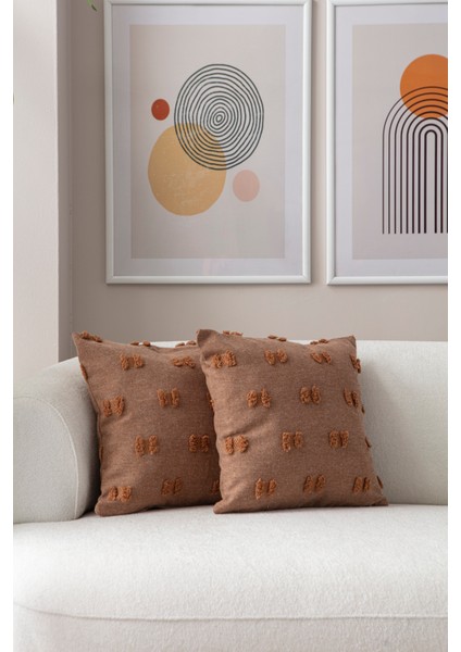 Home Ikili Dekoratif Puantiye Keten Kumaşlı Kırlent Kılıfı 43X43 Kahverengi fiyatları
