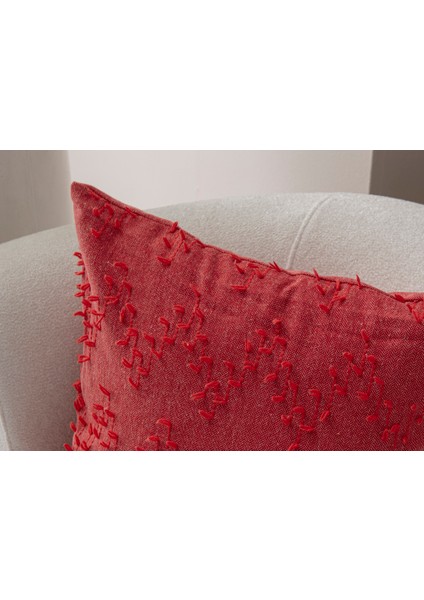 Home Tekli Dekoratif Puantiye Keten Kumaşlı Kırlent Kılıfı 43X43 Pembe modelleri