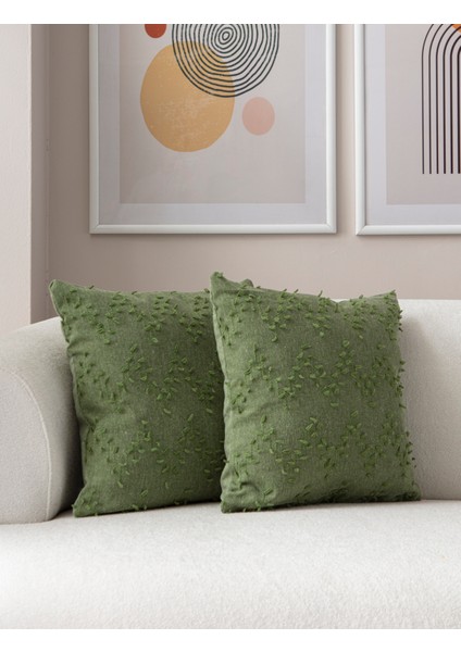 Home Ikili Dekoratif Puantiye Keten Kumaşlı Kırlent Kılıfı 43X43 Yeşil fiyatları