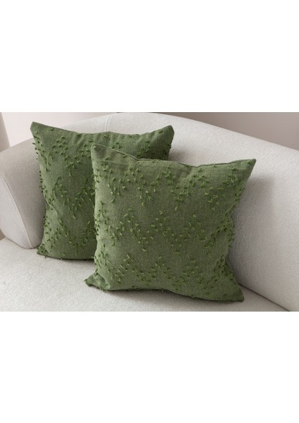 Home Ikili Dekoratif Puantiye Keten Kumaşlı Kırlent Kılıfı 43X43 Yeşil modelleri