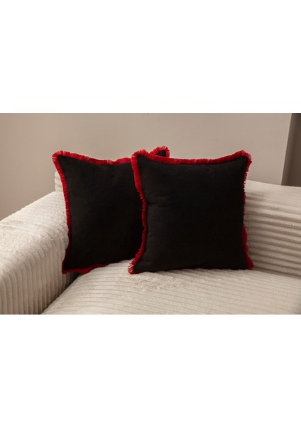 Home Siyah Rengi Saçaklı Tek Renk 43X43 Kırlent Kılıfı fiyatları