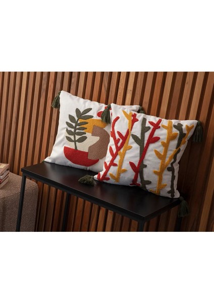 Home Home Design Ikili Kombin Punch Işlemeli Kırlent Kılıfı (Panç)
