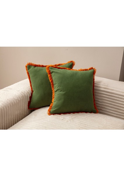 Home Yeşil Rengi Saçaklı Tek Renk 43X43 Kırlent Kılıfı fiyatları
