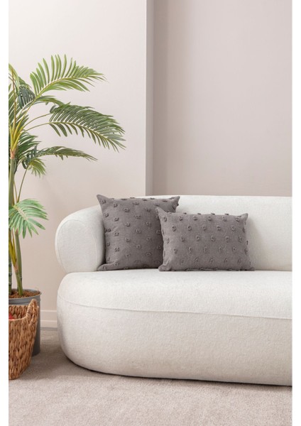 Home Ikili Dekoratif Puantiye Keten Kumaşlı Kırlent Kılıfı 43X43, 35X50 modelleri