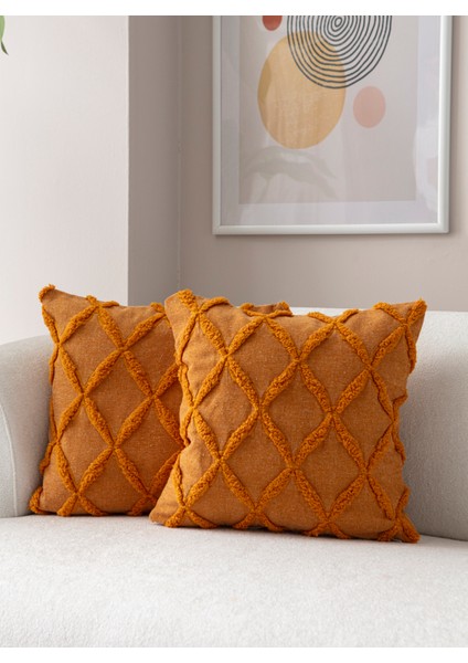 Home Ikili Dekoratif Puantiye Keten Kumaşlı Kırlent Kılıfı 43X43 Hardal fiyatları