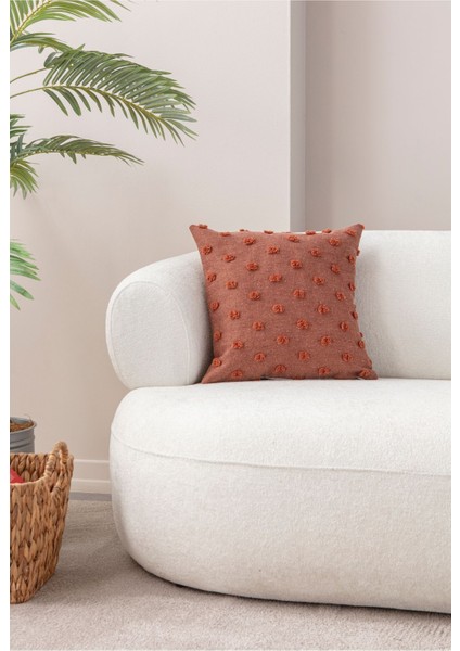 Home Dekoratif Puantiye Keten Kumaşlı Kırlent Kılıfı 43X43