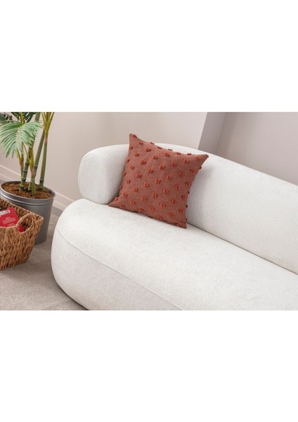 Home Dekoratif Puantiye Keten Kumaşlı Kırlent Kılıfı 43X43 modelleri