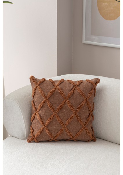 Home Tekli Dekoratif Puantiye Keten Kumaşlı Kırlent Kılıfı 43X43 Kahverengi fiyatları