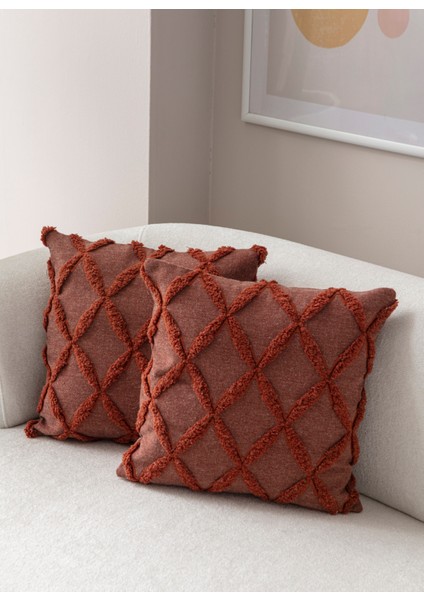 Home Ikili Dekoratif Puantiye Keten Kumaşlı Kırlent Kılıfı 43X43 Kiremit fiyatları
