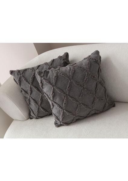 Home Ikili Dekoratif Puantiye Keten Kumaşlı Kırlent Kılıfı 43X43 Gri modelleri