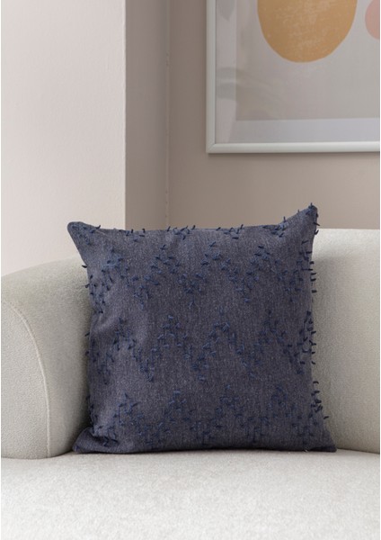 Home Tekli Dekoratif Puantiye Keten Kumaşlı Kırlent Kılıfı 43X43 Lacivert fiyatları