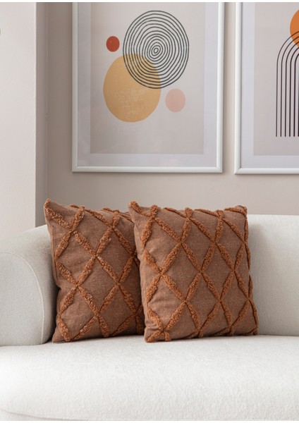 Home Ikili Dekoratif Puantiye Keten Kumaşlı Kırlent Kılıfı 43X43 Kahverengi fiyatları