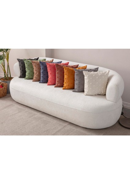 Home Dekoratif Puantiye Keten Kumaşlı Kırlent Kılıfı 43X43 indirimleri