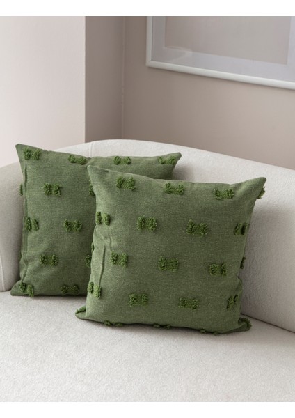 Home Ikili Dekoratif Puantiye Keten Kumaşlı Kırlent Kılıfı 43X43 Yeşil fiyatları