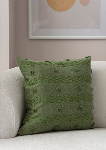 Home Tekli Dekoratif Puantiye Keten Kumaşlı Kırlent Kılıfı 43X43 Yeşil fiyatları