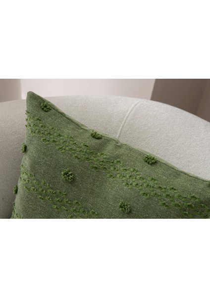 Home Tekli Dekoratif Puantiye Keten Kumaşlı Kırlent Kılıfı 43X43 Yeşil modelleri