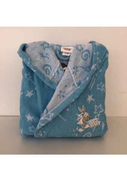Bugs Bunny Galaxy Lisanslı Havlu Bornoz Set Mavi 5-6 Yaş