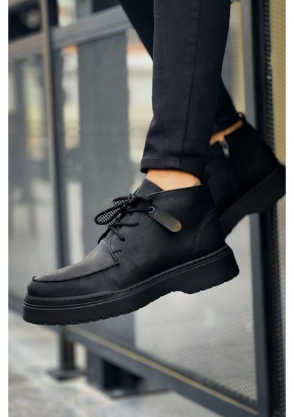 Shoecide SHO213 Bağcıklı Yüksek Taban Süet Cst Bryggen Erkek Spor Bot Sıyah