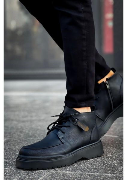 Shoecide SHO213 Bağcıklı Yüksek Taban Süet Cst Bryggen Erkek Spor Bot Sıyah modelleri