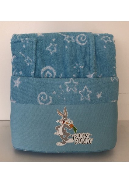 Bugs Bunny Galaxy Lisanslı Havlu Bornoz Set Mavi 5-6 Yaş fiyatları