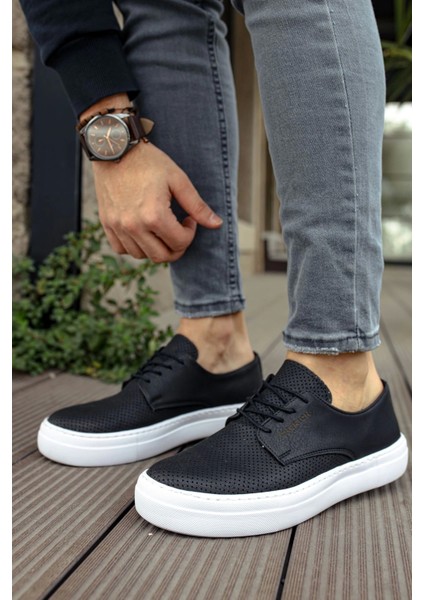 SHO061 Bağcıklı Delikli Desen Cbt Rex Erkek Spor Klasik Ayakkabı Sıyah fiyatları