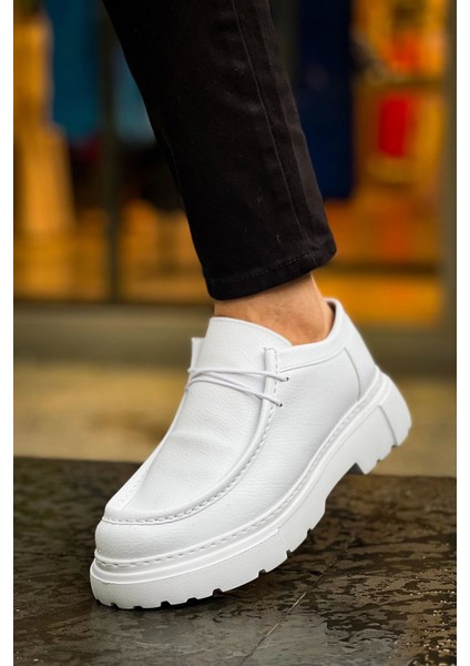 SHO2404 Bağcıklı Yüksek Taban Cbt Castle Erkek Ayakkabı Loafer Beyaz indirimleri