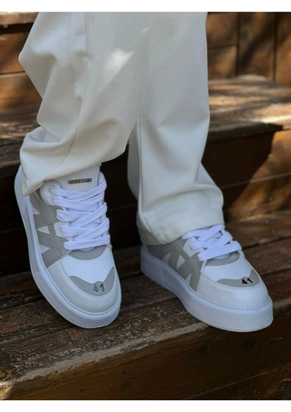 SHO2407 Bağcıklı Yüksek Taban Cbt Star-X Erkek Spor Ayakkabı Beyaz/grı modelleri