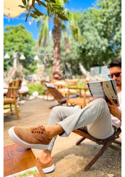 SHO173 Bağcıklı Yüksek Taban Fitilli Kbt Velluto Erkek Ayakkabı Taba fırsatları