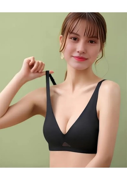 Eleanor Önü ve Yanı Dantel Detaylı Dikişsiz Lazer Kesim Ince Askılı V Yaka Hafif Destekli Sütyen modelleri