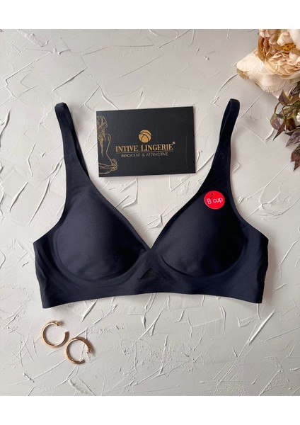 Eleanor Önü ve Yanı Dantel Detaylı Dikişsiz Lazer Kesim Ince Askılı V Yaka Hafif Destekli Sütyen fırsatları