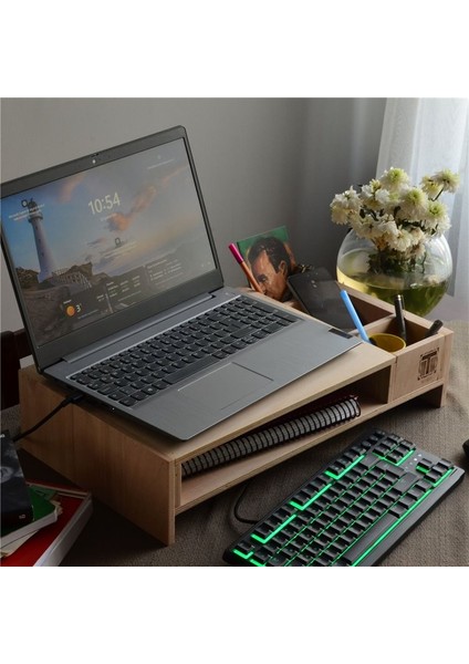 Ahşap Laptop Standı ve Masa Düzenleyici Çok Amaçlı Depolama Çözümler