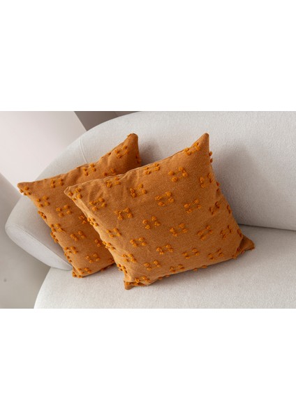 Home Ikili Dekoratif Puantiye Keten Kumaşlı Kırlent Kılıfı 43X43 Hardal modelleri