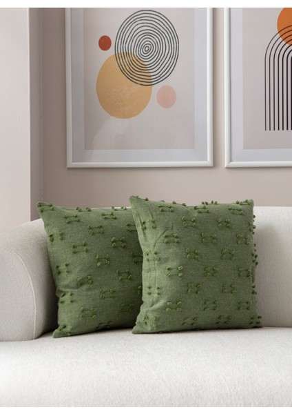 Home Ikili Dekoratif Puantiye Keten Kumaşlı Kırlent Kılıfı 43X43 Yeşil fiyatları